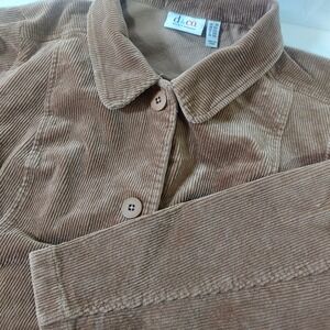 Denim Company Corduroy Blazer Jacket Women's 2X Brown Button Front Pockets